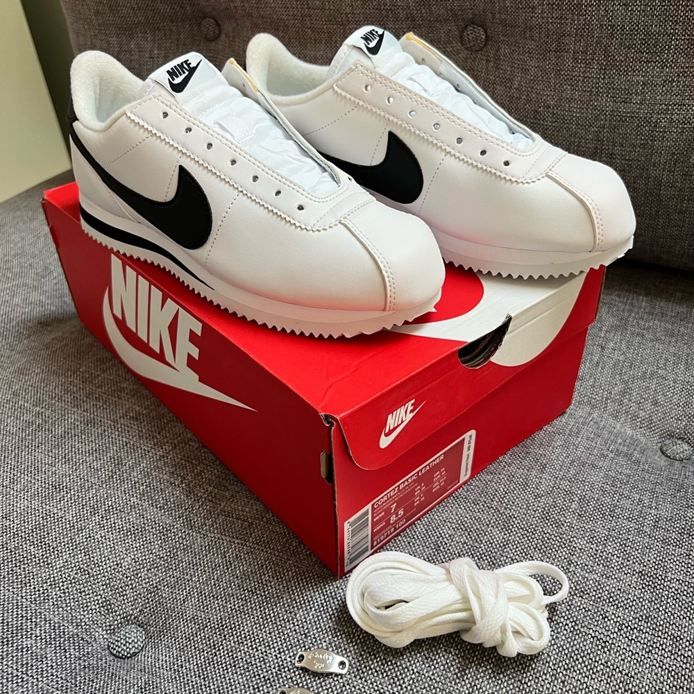 Nike Cortez White and Black Sneakers - Picture 9 of 9